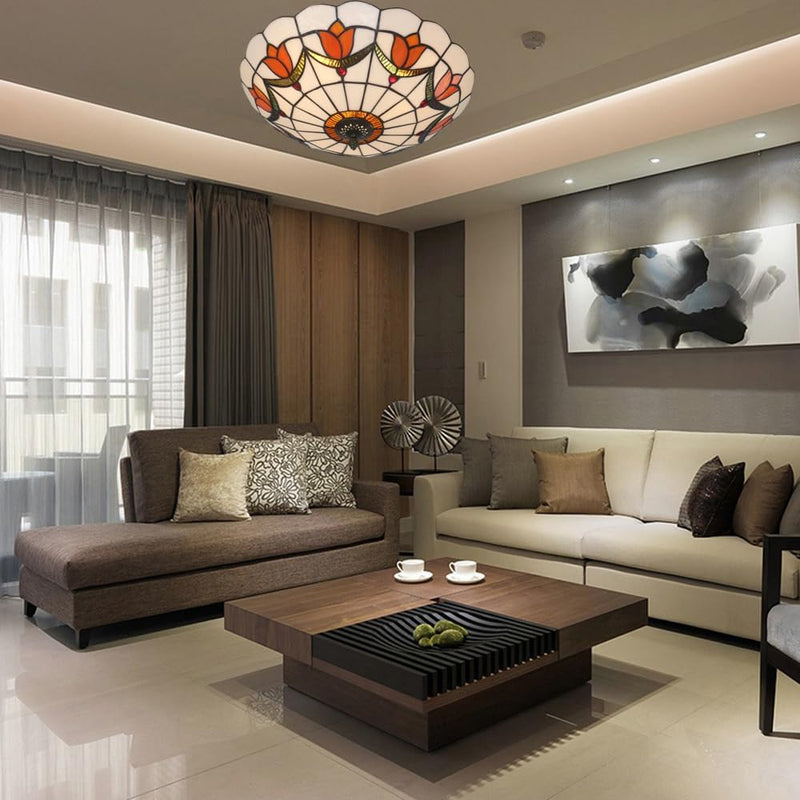 16 Inch Tiffany Style Ceiling Light Flush Mount