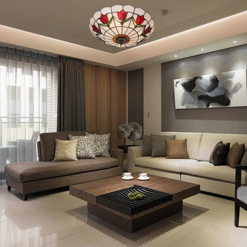 16 Inch Tiffany Style Ceiling Light Flush Mount