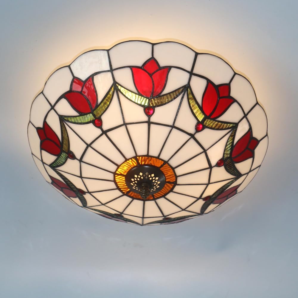 16 Inch Tiffany Style Ceiling Light Flush Mount
