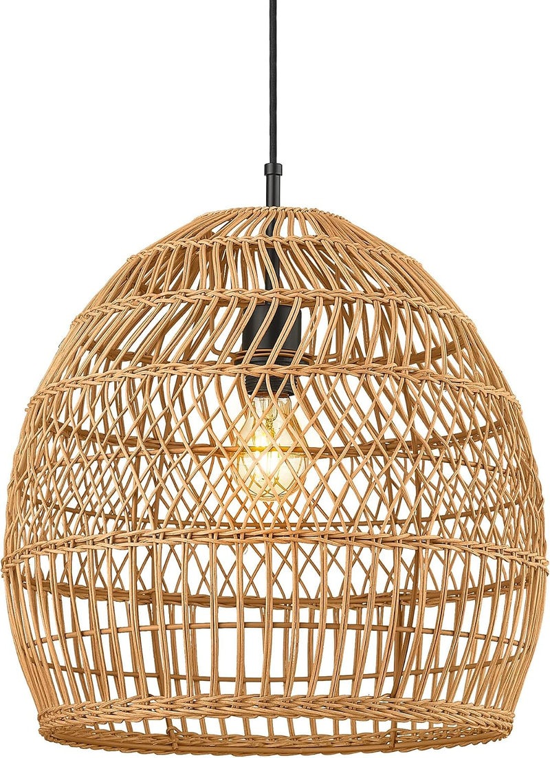 16” Large Boho Rattan Chandelier Modern Rustic Wicker