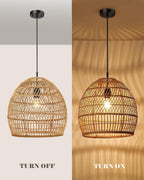 16” Large Boho Rattan Chandelier Modern Rustic Wicker