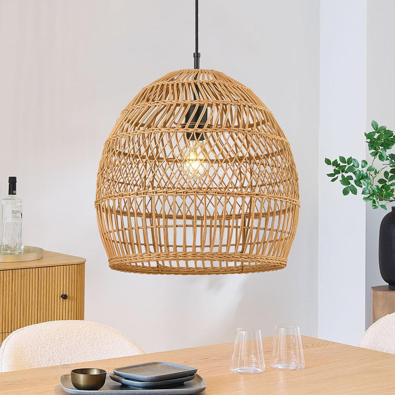 16” Large Boho Rattan Chandelier Modern Rustic Wicker