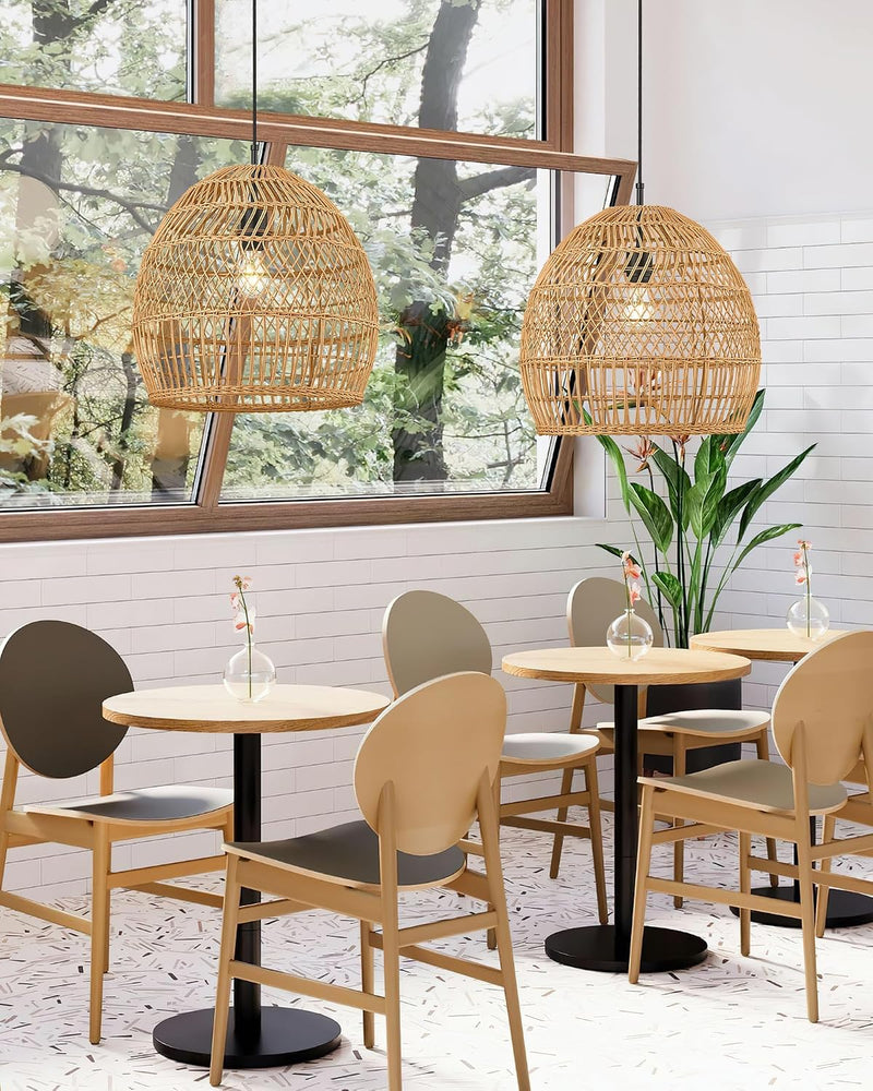16” Large Boho Rattan Chandelier Modern Rustic Wicker