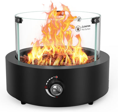 16" Tabletop Gas Fire Pit with Lava Rocks