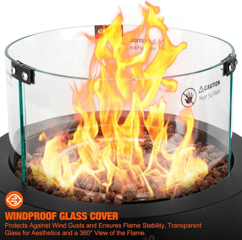 16" Tabletop Gas Fire Pit with Lava Rocks