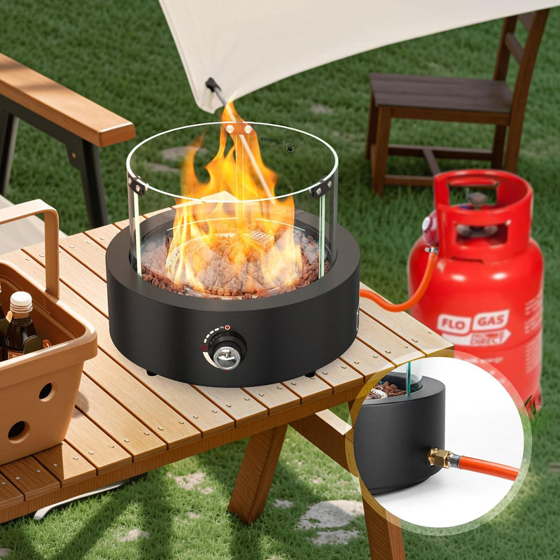 16" Tabletop Gas Fire Pit with Lava Rocks
