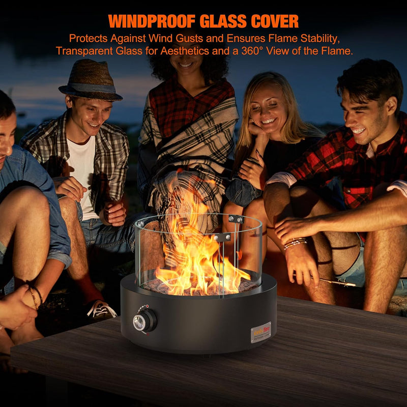16" Tabletop Gas Fire Pit with Lava Rocks