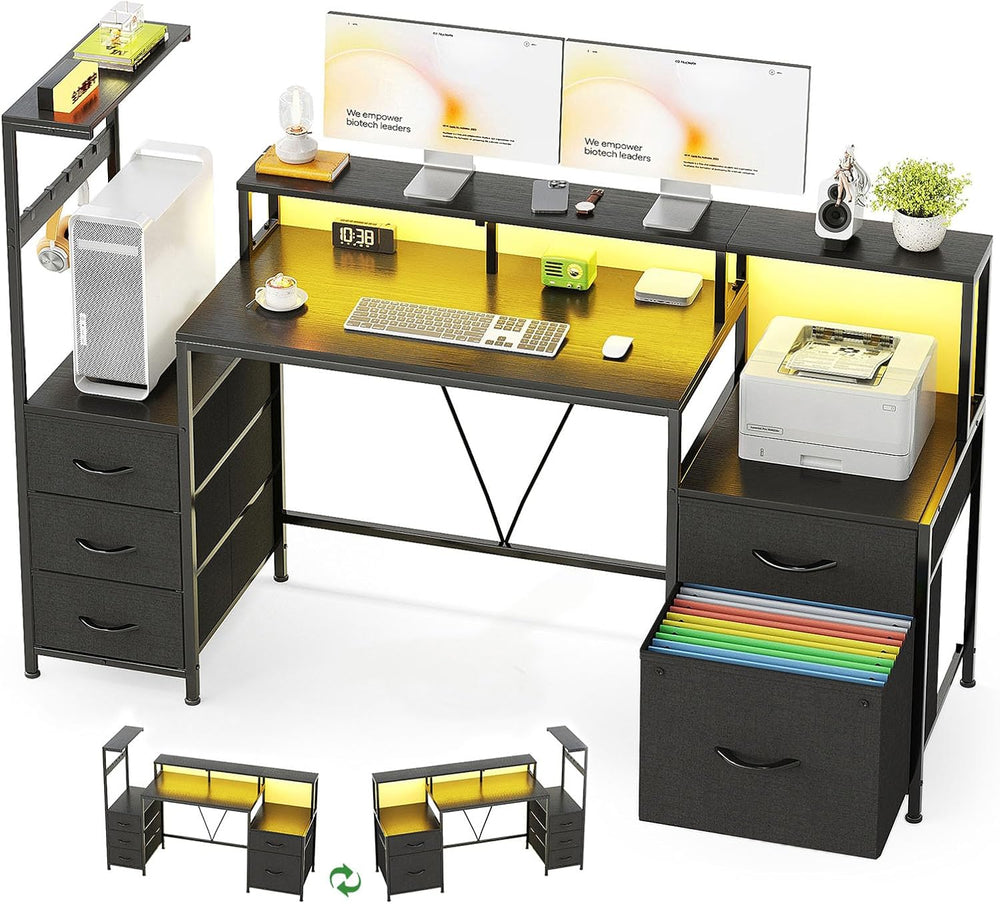 160CM Computer Desk with Printer Stand and Storage