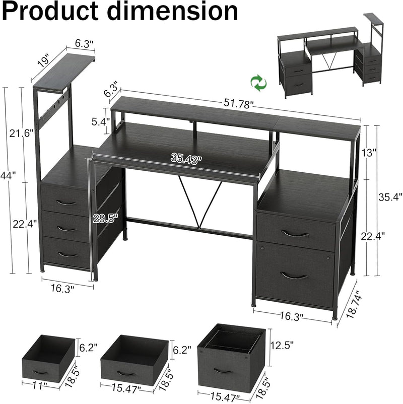 160CM Computer Desk with Printer Stand and Storage