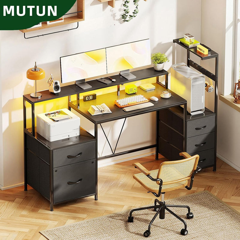 160CM Computer Desk with Printer Stand and Storage