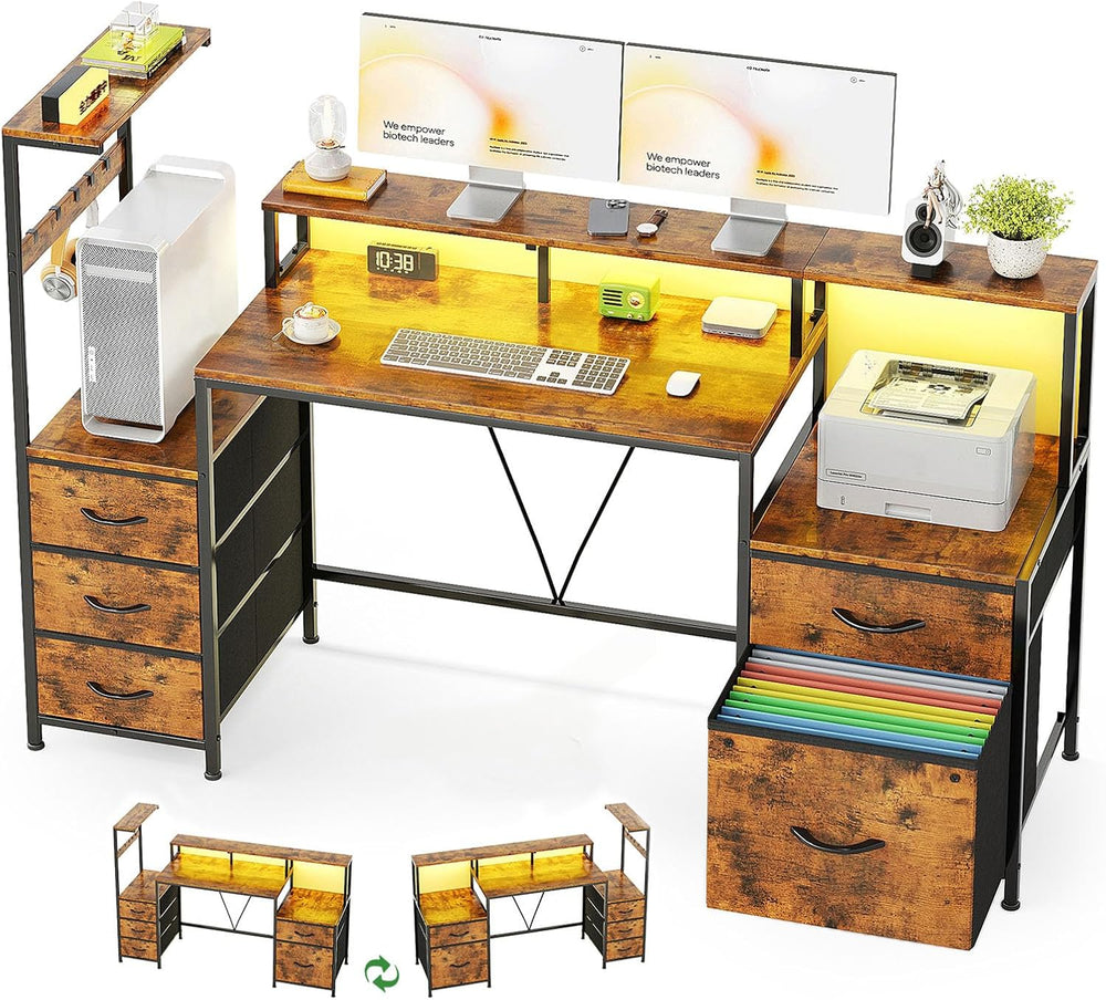 160CM Computer Desk with Printer Stand and Storage