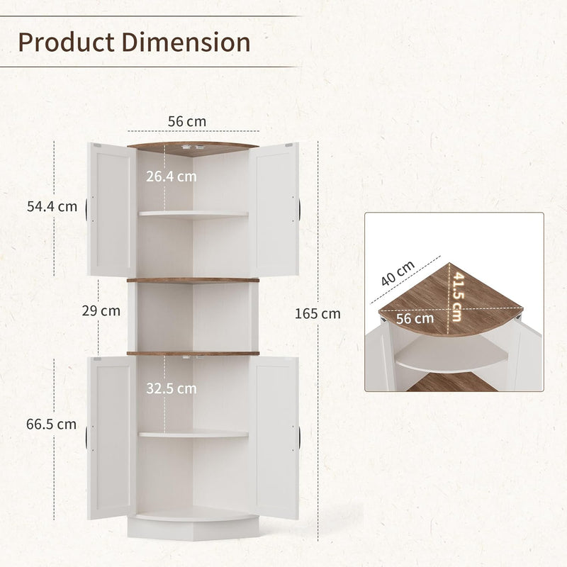 165CM Tall Corner Storage Cabinet with Barn Doors