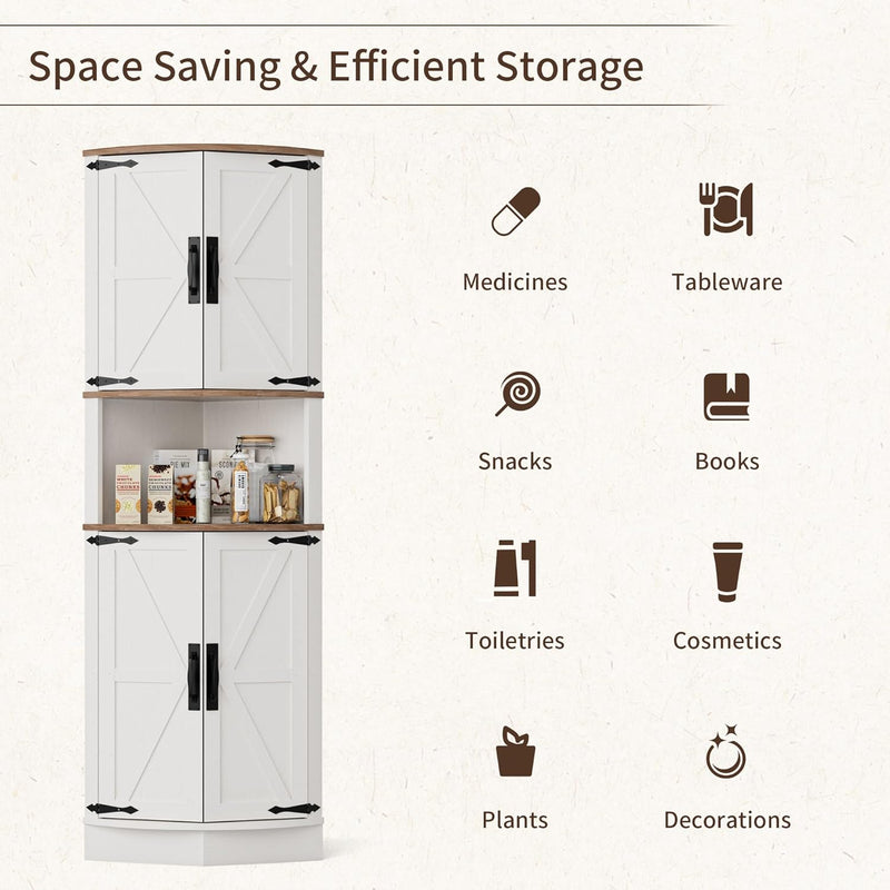 165CM Tall Corner Storage Cabinet with Barn Doors