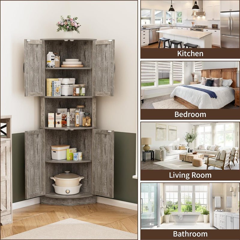 165CM Tall Corner Storage Cabinet with Barn Doors