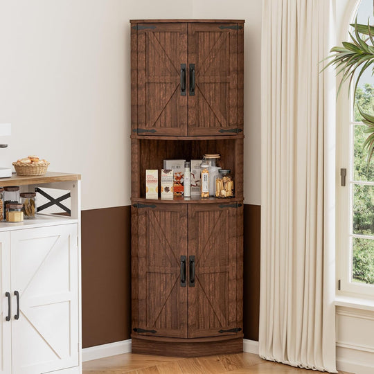 Tall Corner Storage Cabinet 5-Tier Sideboard with Barn