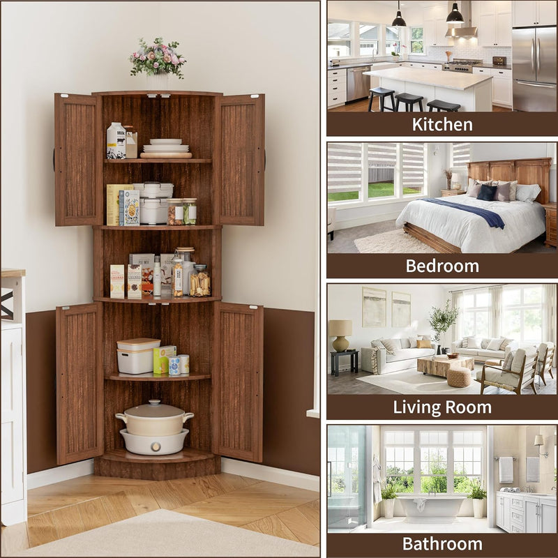 165CM Tall Corner Storage Cabinet with Barn Doors
