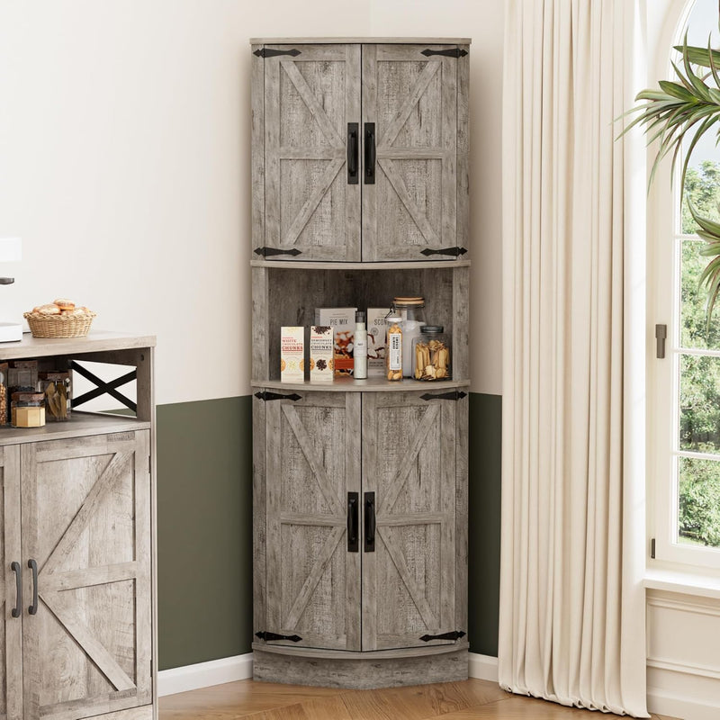 165CM Tall Corner Storage Cabinet with Barn Doors