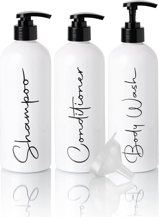 16oz Reusable Shampoo and Conditioner Bottles