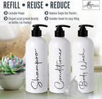 16oz Reusable Shampoo and Conditioner Bottles