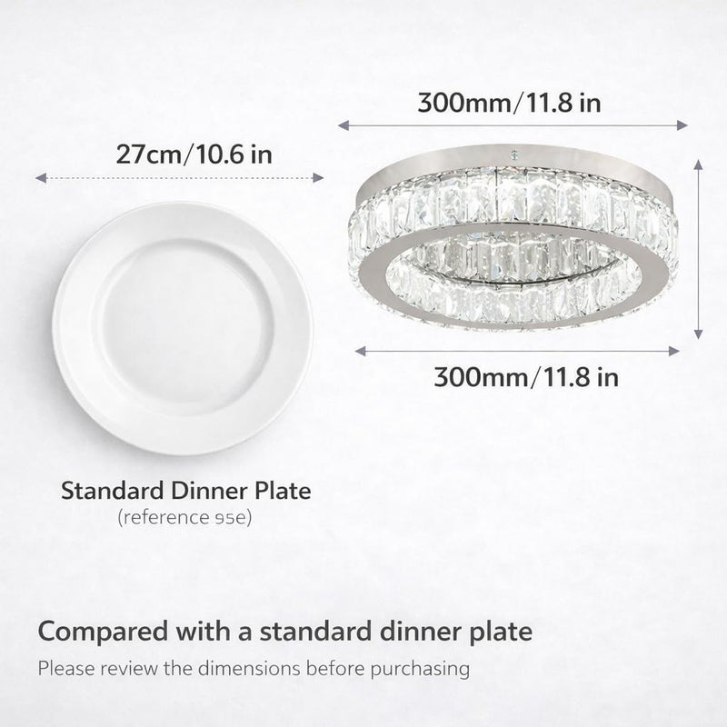 17.7in Crystal Flush Mount Ceiling Light 48W 6000K