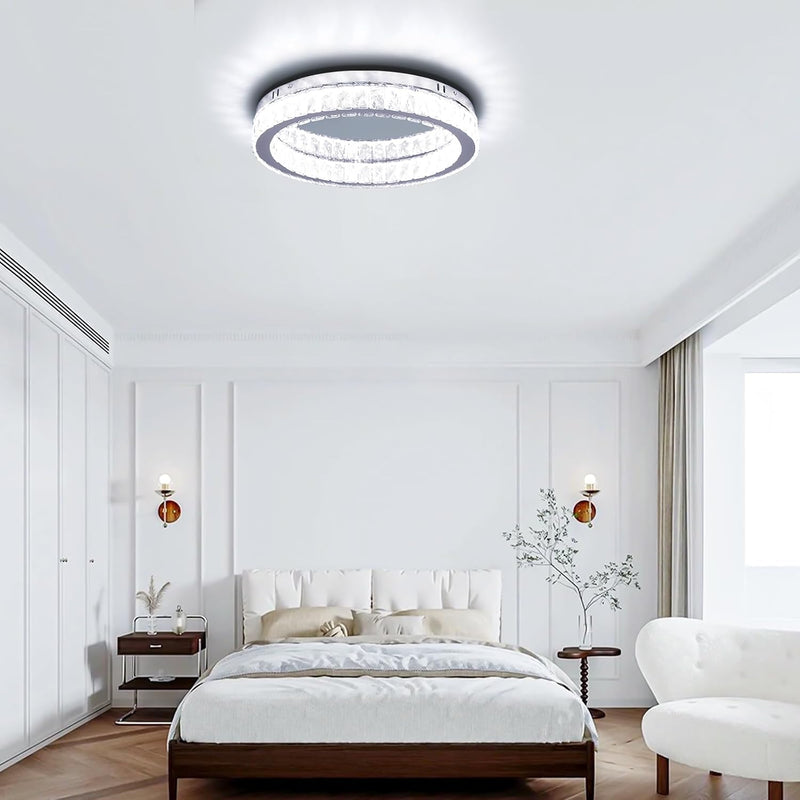 17.7in Crystal Flush Mount Ceiling Light 48W 6000K