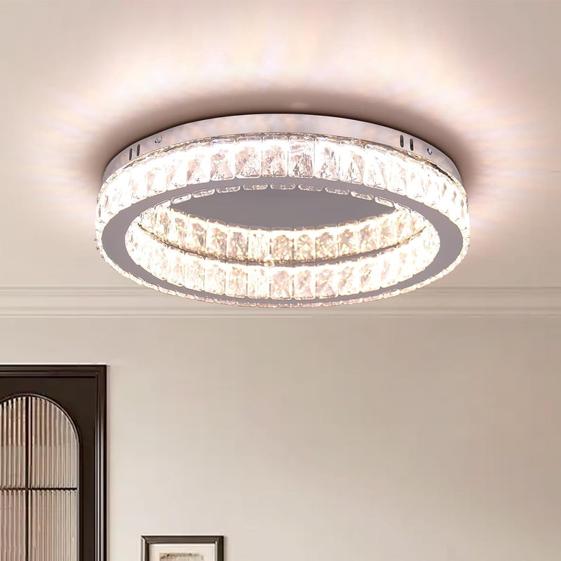 17.7in Crystal Flush Mount Ceiling Light 48W 6000K