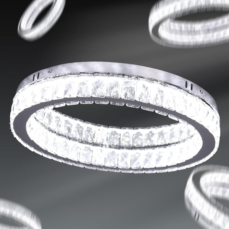 17.7in Crystal Flush Mount Ceiling Light 48W 6000K