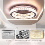17.7in Crystal Flush Mount Ceiling Light 48W 6000K