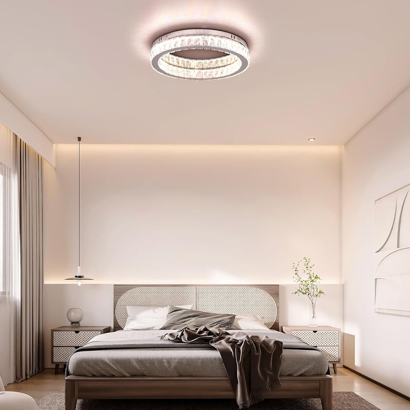 17.7in Crystal Flush Mount Ceiling Light 48W 6000K