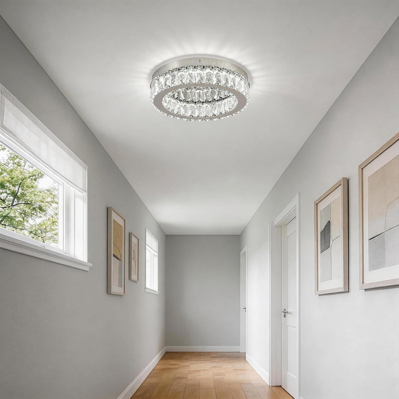 17.7in Crystal Flush Mount Ceiling Light 48W 6000K