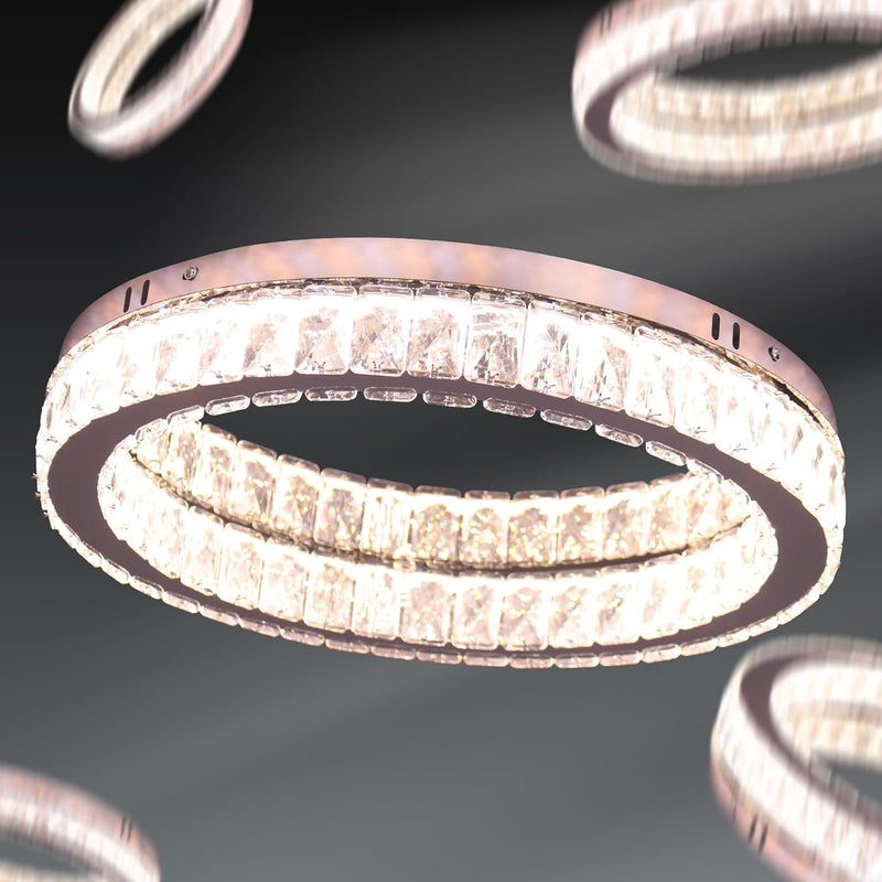17.7in Crystal Flush Mount Ceiling Light 48W 6000K