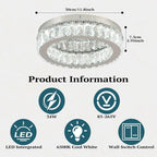 17.7in Crystal Flush Mount Ceiling Light 48W 6000K