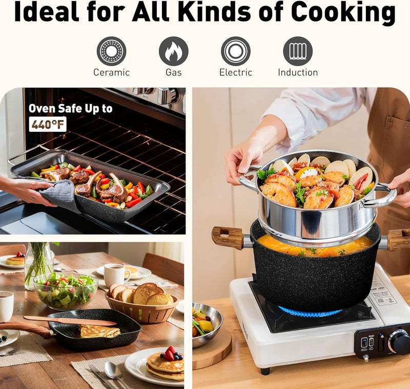 17 Pieces Non Stick Pots and Pans Set
