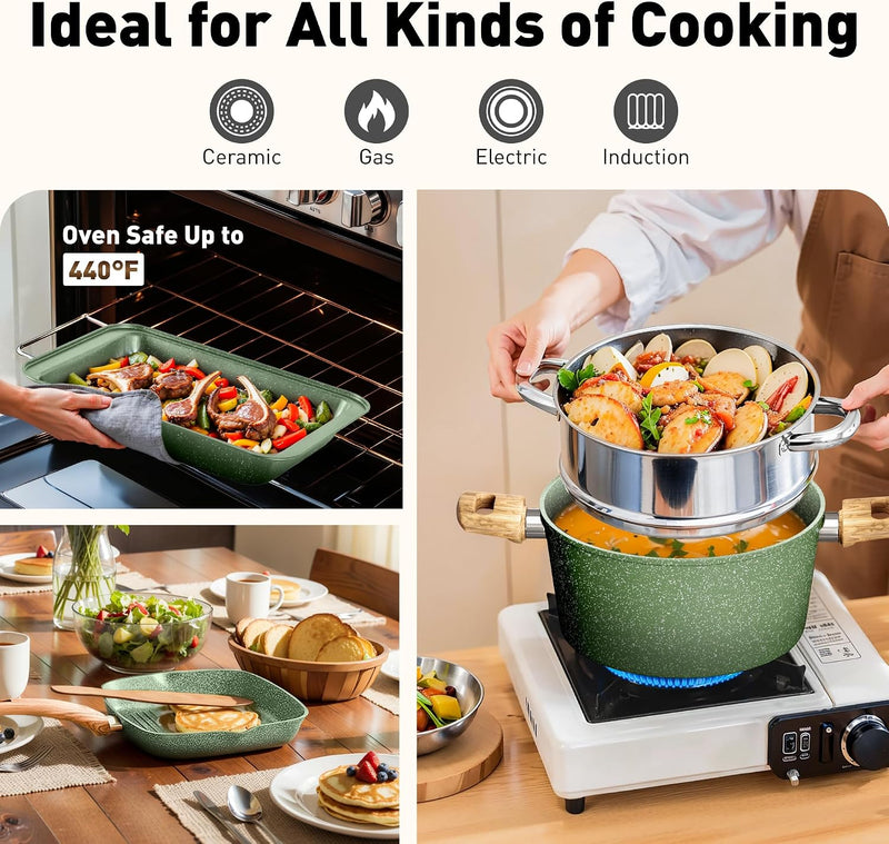 17 Pieces Non Stick Pots and Pans Set