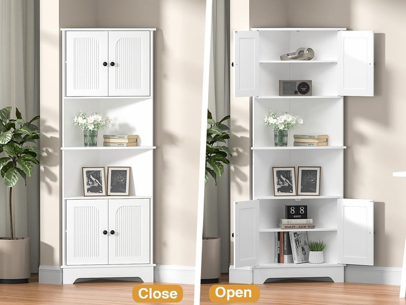 173CM Tall Corner Cabinet Slim Freestanding Bookcase Shelf