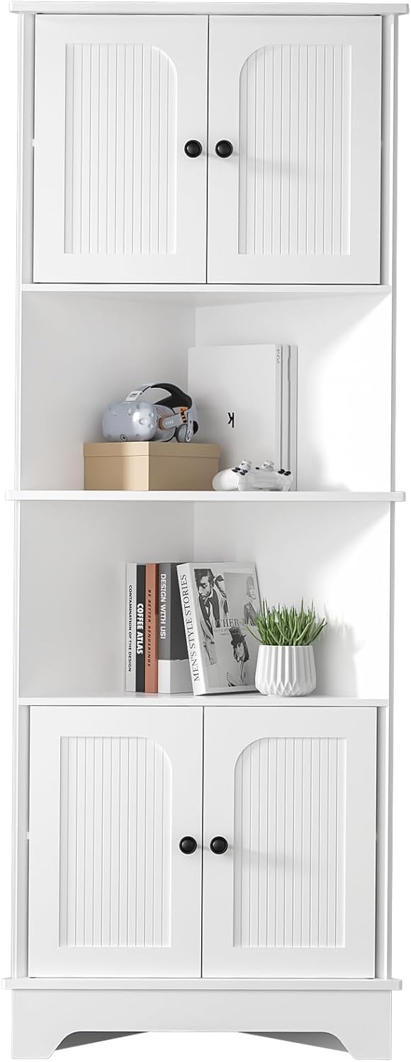 173CM Tall Corner Cabinet Slim Freestanding Bookcase Shelf