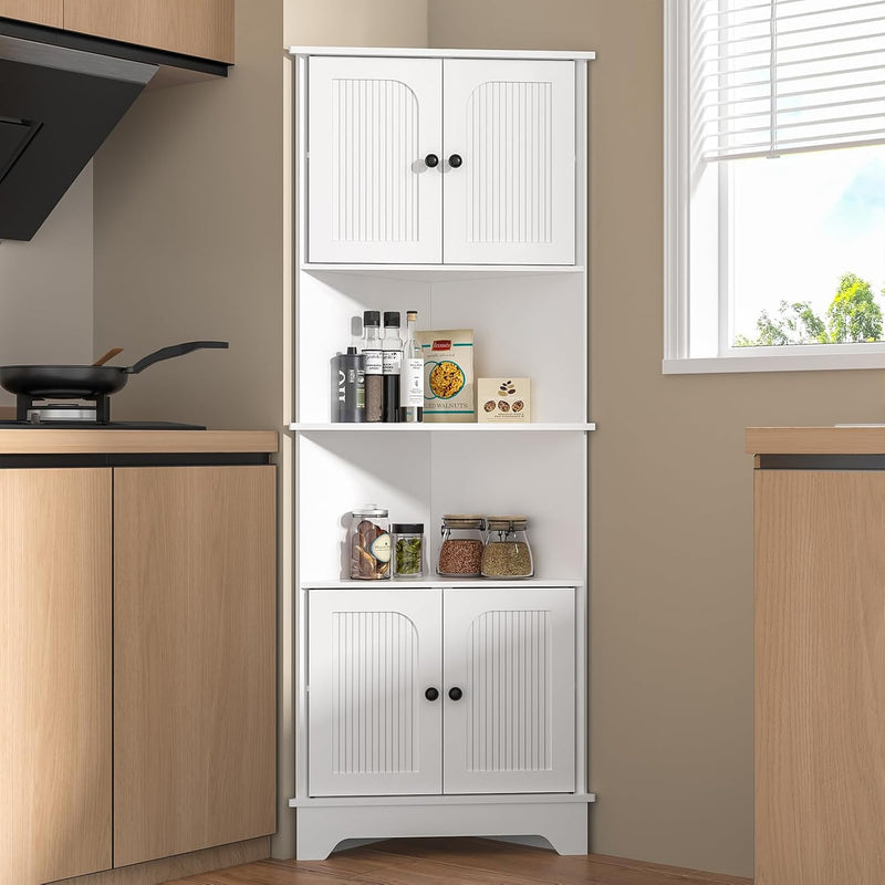 173CM Tall Corner Cabinet Slim Freestanding Bookcase Shelf