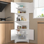 173CM Tall Corner Storage Cabinet Wooden 6-Tier Shelf