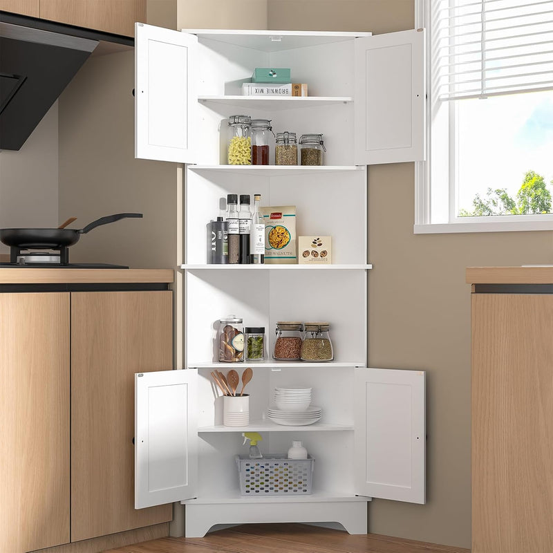 173CM Tall Corner Storage Cabinet Wooden 6-Tier Shelf