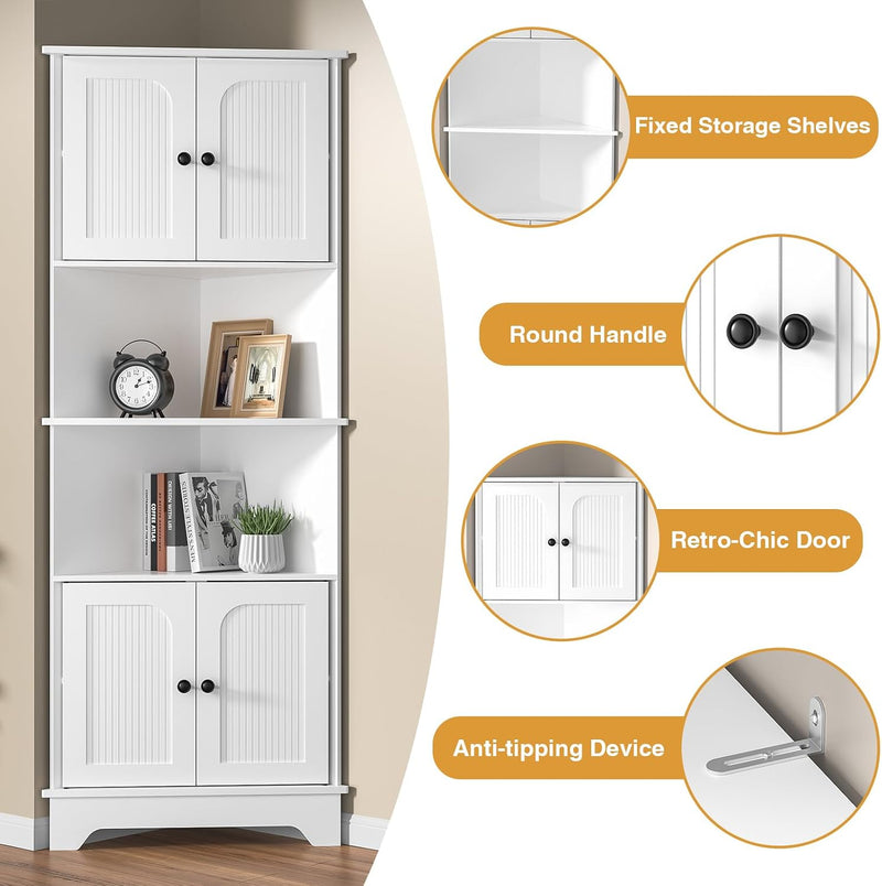 173CM Tall Corner Storage Cabinet Wooden 6-Tier Shelf