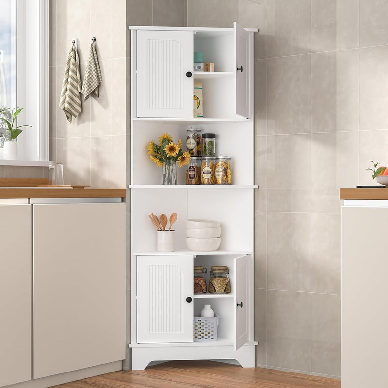 173CM Tall Corner Storage Cabinet Wooden 6-Tier Shelf