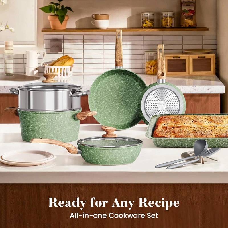 17pcs Induction Hob Pan Set Granite Cookware Sets