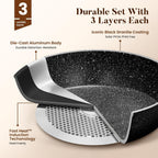 17pcs Induction Hob Pan Set Granite Cookware Sets