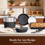 17pcs Induction Hob Pan Set Granite Cookware Sets