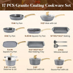 17pcs Induction Hob Pan Set Granite Cookware Sets