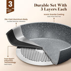17pcs Induction Hob Pan Set Granite Cookware Sets