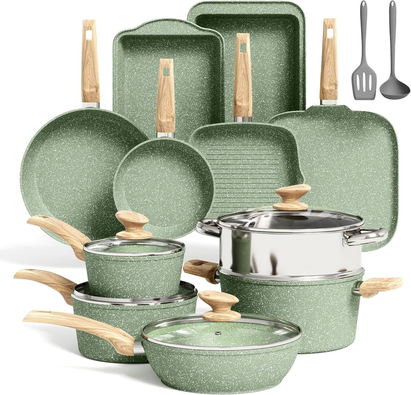 17pcs Induction Hob Pan Set Granite Cookware Sets