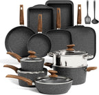 17pcs Induction Hob Pan Set Granite Cookware Sets