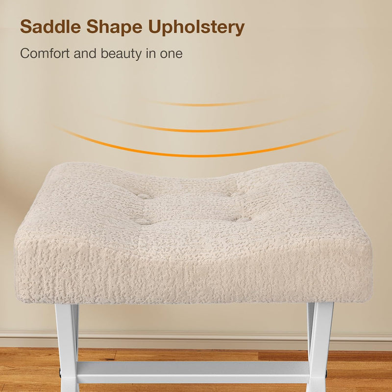 18-Inch Large Vanity Stool Chair Bench with Metal