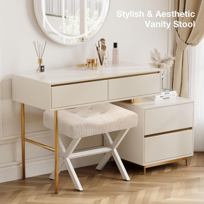 18-Inch Large Vanity Stool Chair Bench with Metal